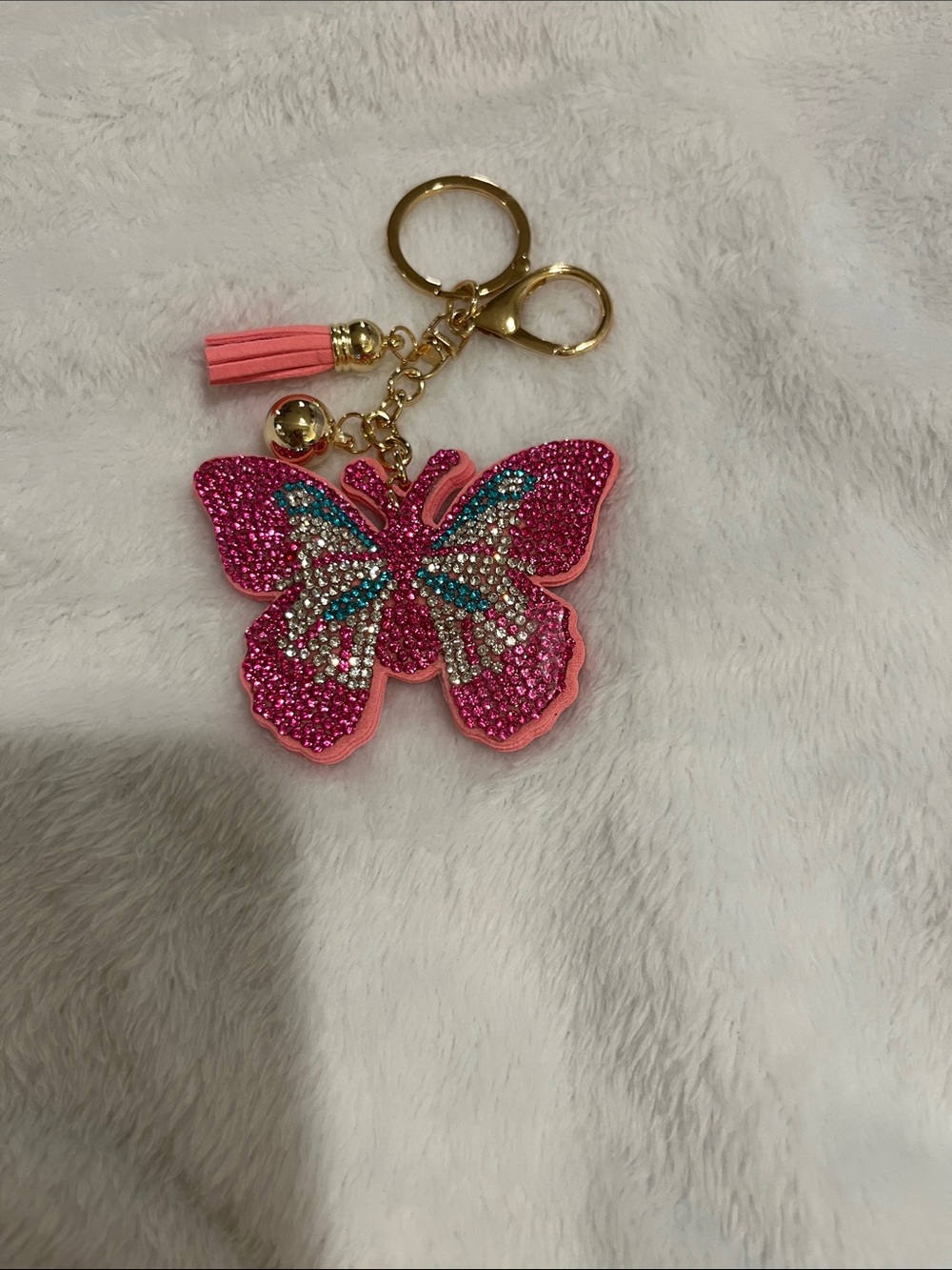 Glitter Butterfly Tassel Bag Charm/Keychain - Picture 5 of 5